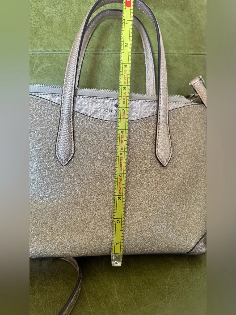 kate spade Rose Gold Blush Pink Glitter Shimmy Satchel Crossbody Purse